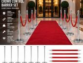 Gold & Silver Crowd Control Barrier Set with Red Velvet Ropes