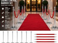 main image for ad Gold &amp; Silver Crowd Control Barrier Set with Red Velvet Ropes