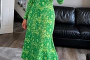 ZARA Green Floral Jacquard Knit Maxi Dress Size S