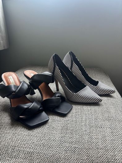2 pairs black heels size 5