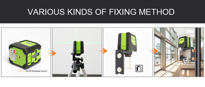 2 Lines Tape Measure Measurer Laser Level Self Levelling ( 4 degrees) Green Red Beam Laser Horizontal & Vertical Cross-Line with Magnetic Base