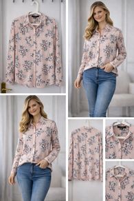 Powder Pink Floral Blouse, Size M/L