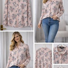 Powder Pink Floral Blouse, Size M/L