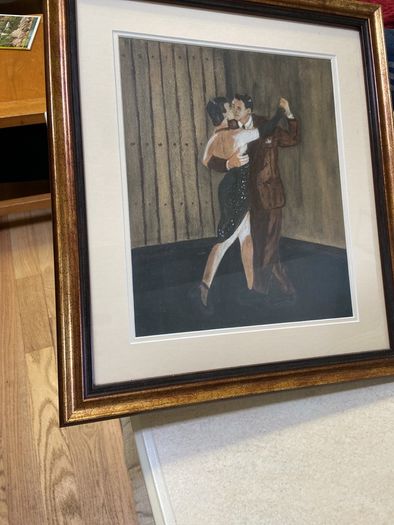 Tango Dancers, original pastel and oil painting by Argentinian artist