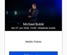 2x Michael Buble Front Standing tickets