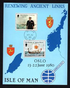 1980 Isle of Man 1980 Visit of King Olav V of Norway Stamp Miniature Sheet Commemorative Stamps Fine Used