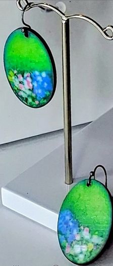 Oval Garden HandPainted Landscape Earrings