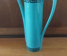 Fabulous Rare and Highly Prized Portmeirion Greek Key Tall Cylinder Coffee Pot in the Very Rare Turquoise and Black Colourway from 1967 - A Mid-Century Modern Design Classic in Mint Condition