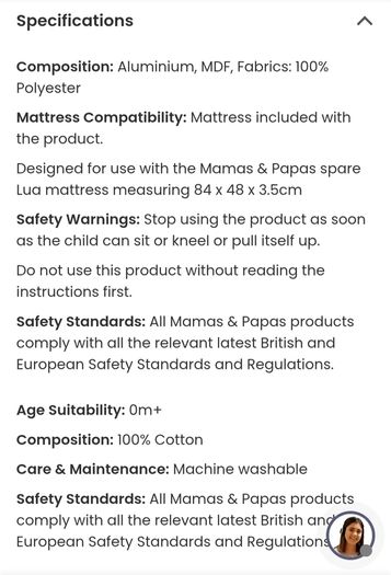 Mamas & Papas bedside Crib