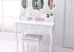 Dressing Table with 3 Mirror Stool Makeup with stool, 7 drawers