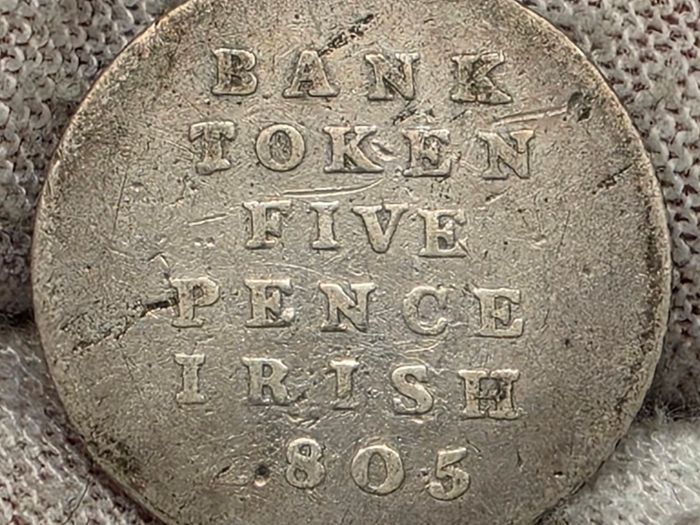 Ireland 1805 Silver Bank Token Five Pence Irish George III