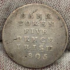 Ireland 1805 Silver Bank Token Five Pence Irish George III