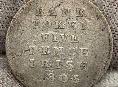 Ireland 1805 Silver Bank Token Five Pence Irish George III