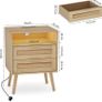 Bedside Rattan Tables Set of 2, Nightstand with Charging Station and LED Lights Image 2