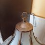Vintage Glass Paneled Brass Plated Lamp Floral White Gold 39cm Tall Image 6