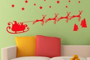 Christmas Santa Sleigh Reindeer Vinyl Decal