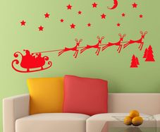 Christmas Santa Sleigh Reindeer Vinyl Decal