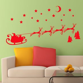 Christmas Santa Sleigh Reindeer Vinyl Decal