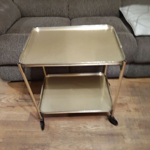 Vintage 2-Tier Woodmat Trolley