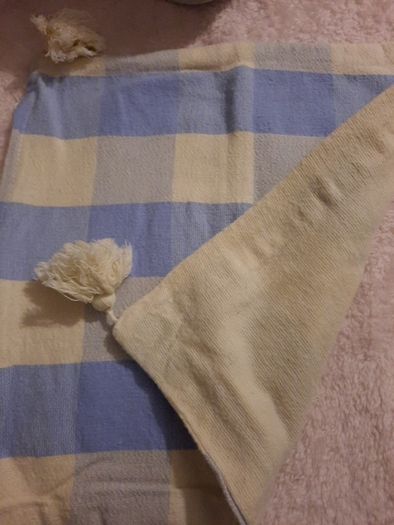 4 vintage blue and cream shabby chic cushion covers