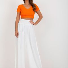 Smooth Airy Trousers with High Waist white