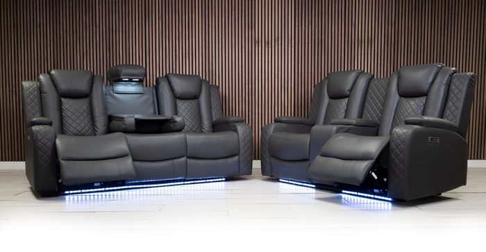 Ashbyrne 3+2 Seater Leather Electric Recliner Sofa Set