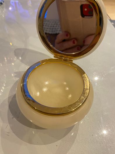 Alabaster reduced trinket dish with mirror