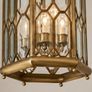 Large Ornate Brass & Glass Hall Pendant Light 70cm Image 5