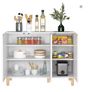 White Sideboard Cabinet with 3 Doors Scandinavian Storage Unit with Adjustable Shelves 107x40x80 cm Image 4