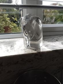 Orrefos Glass Paperweight Elephant heavy