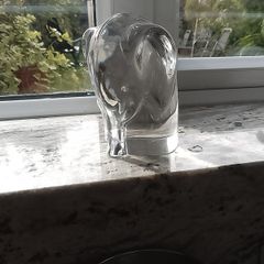Orrefos Glass Paperweight Elephant heavy