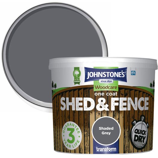 Johnstone's Woodcare One Coat Shaded Grey Shed and Fence Exterior Wood Paint 5L