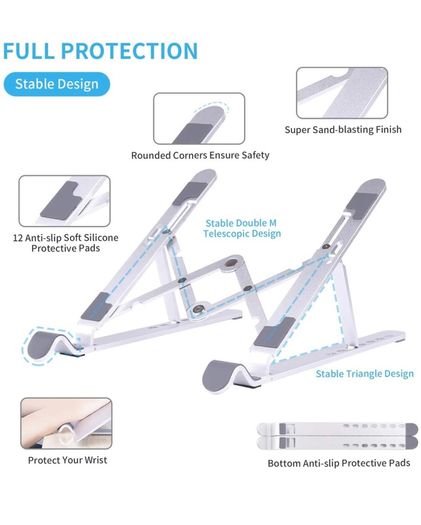 6 Levels Adjustable Ergonomic Air Ventilation laptop stand , Compatible with MacBook Air, Dell, 10-15.6 inch laptop , ABS+Silicone