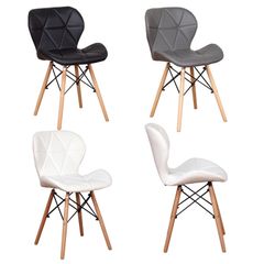 _A set of 4 Medieval Dining Chairs Set, High-Quality PU Chairs with Metal Feet for Kitchen Dining Room (White/Grey/Black/Brown)