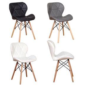 _A set of 4 Medieval Dining Chairs Set, High-Quality PU Chairs with Metal Feet for Kitchen Dining Room (White/Grey/Black/Brown)