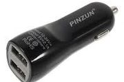 Pinzun 2.1A Dual Usb Car Fast Charger Black