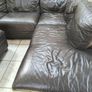 Brown Leather L shaped Couch Image 5