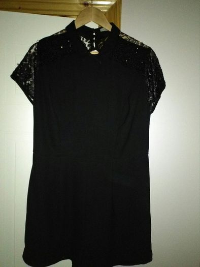 Black lace sequence short's jumpsuit