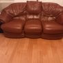 Burgandy Leather 3 Seater Couch Image 2