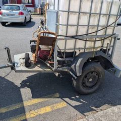 Ibc tank and galvanised trailer/honda gx200 pressure washer