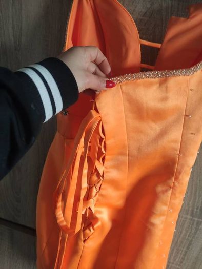 hand made spectacular orange dress size fits xs s worn once