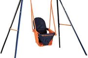 Folding Baby Swing Set | Age 6-36 Months | Outdoor Garden or Home Play Equipment Children | Adjustable Kids Playground | Toddler Toy Chair High Back, Blue/Orange