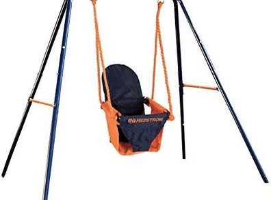 Folding Baby Swing Set | Age 6-36 Months | Outdoor Garden or Home Play Equipment Children | Adjustable Kids Playground | Toddler Toy Chair High Back, Blue/Orange