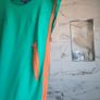 Spanish designer boutique Cocoa dress resort vacation cruise party wedding guest green orange zips colour block Image 3