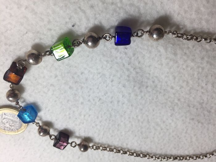 Sterling silver necklace with glass beaded