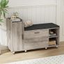 Shoe Storage Bench with Cushion, Grey Shoe Bench 105cm Lounge with 2 Shelves and 4 Compartments, Hallway Storage Unit with Seat, Living Room Image 2