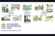1985 Guernsey Landscapes Definitive Series (1p, 2p, 5p 6p 7p, 8p 11p, 15p, 30p &amp; GB2) First Day Cover (FDC)