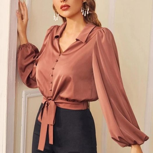 Satin Blouse Rust/Brown