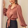 Satin Blouse Rust/Brown Image 4