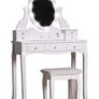 Cosmetic Dressing Table with Light Up Dressing with Mirror and Light Bulbs And Stool White Image 2